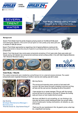 Belzona coating of Landia Chopper pump wear components