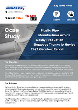 Plastic Pipe Manufacturer Avoids Costly Production Stoppage Thanks to Hayley 24/7 Gearbox Repair